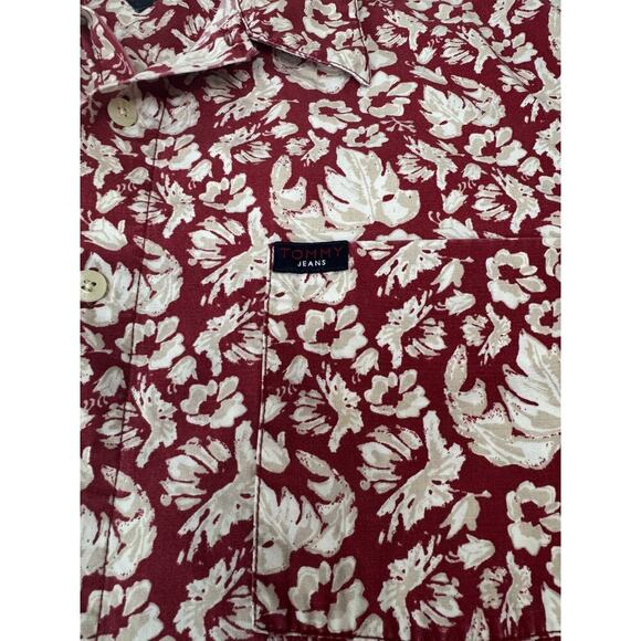Y2K Vintage Tommy Hilfiger Hawaiian Shirt Button Down Floral Men XL Locker Loop - Picture 10 of 10